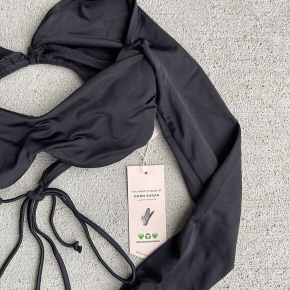 HAH by Free People Keep It Up Top Size XS Noir Open Back Long Sleeve Cropped NEW - Picture 5 of 9